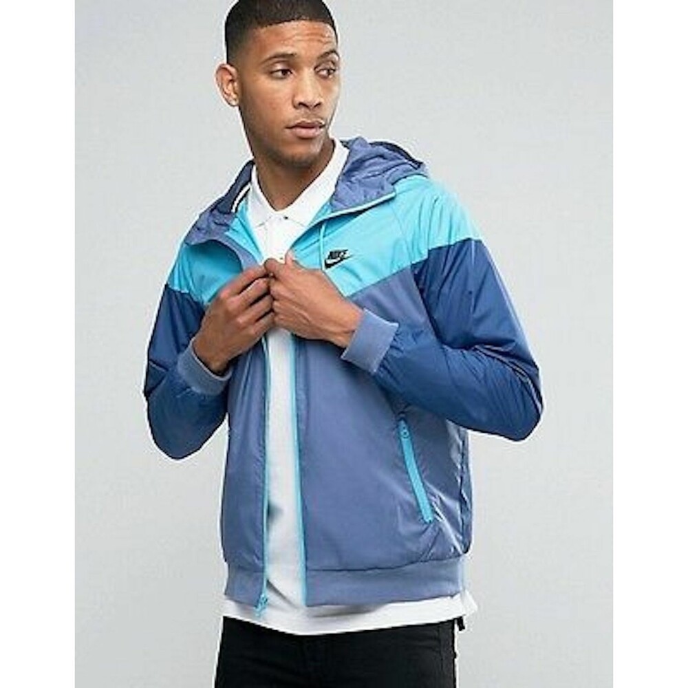 Nike Vintage Rare Windrunner Jacket Windbreaker Nylon Glanz Blue Aqua Large